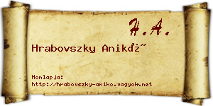 Hrabovszky Anikó névjegykártya