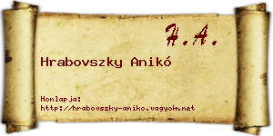 Hrabovszky Anikó névjegykártya